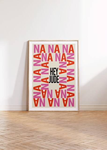 Hey Jude - The Beatles Lyrics Print A1 A2 A3 A4 A5 Unframed Indie Rock Band Music Art Concert Typographic Poster Gift - image 1