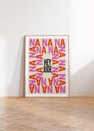 Hey Jude - The Beatles Lyrics Print A1 A2 A3 A4 A5 Unframed Indie Rock Band Music Art Concert Typographic Poster Gift - thumbnail 1