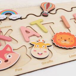 Busy Name Puzzle Baby Gift, Easter Custom Board, Wooden Puzzle, Montessori Toy For Toddlers, Personalized Girl Gift - thumbnail 3