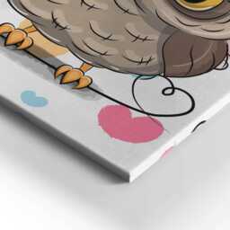 Two Cute Owls Canvas, Wall Art Picture, Pink Decoration, Animals Canvas - thumbnail 3