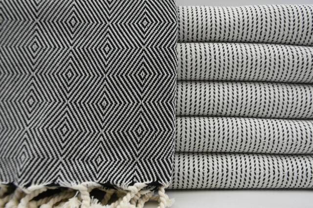 "Big Diamond Towel, Black Towel, 100x180cm, Handmade Towel, 40""x70" - image 1