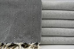 "Big Diamond Towel, Black Towel, 100x180cm, Handmade Towel, 40""x70" - thumbnail 1