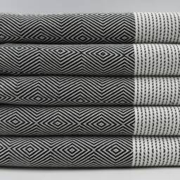 "Big Diamond Towel, Black Towel, 100x180cm, Handmade Towel, 40""x70" - thumbnail 2