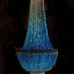 Empire Style Sea Glass Chandelier Massive Coastal Statement Art Piece 9 Light - thumbnail 2