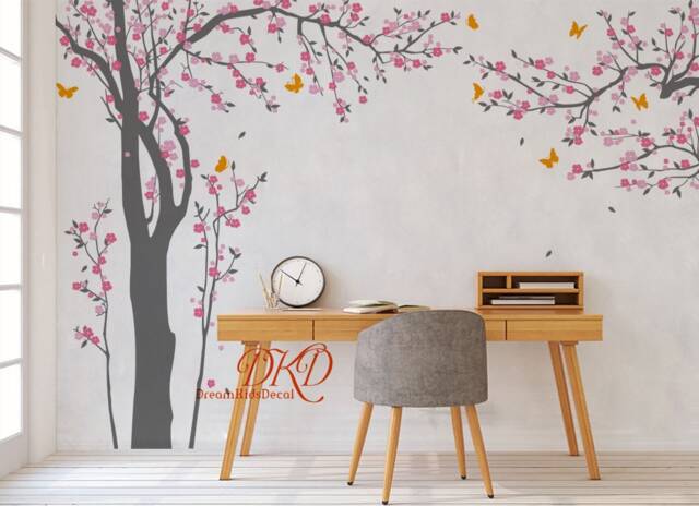 Cherry Blossom Tree Wall Decal, Butterfly Nursery Decor - image 1