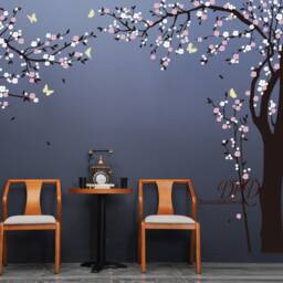 Cherry Blossom Tree Wall Decal, Butterfly Nursery Decor - thumbnail 3