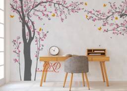 Cherry Blossom Tree Wall Decal, Butterfly Nursery Decor - thumbnail 1