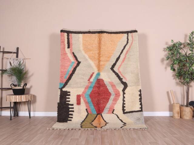 Authentic Boujaad Rug, Pink Moroccan Rug 5x7 Ft - image 1