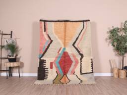 Authentic Boujaad Rug, Pink Moroccan Rug 5x7 Ft