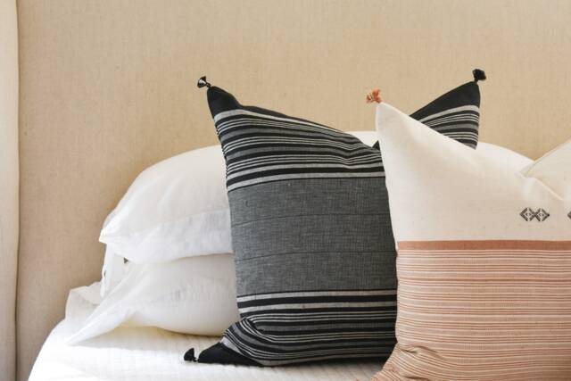 Host - Black White Stripe Cotton Pillow Cover - image 1