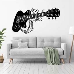 Musical Guitar Vinyl Wall Art, Decal, Sticker, Transfer, Mural, Removable, Decoration, Rent Friendly, Interior, Exterior, - 0804 - thumbnail 1