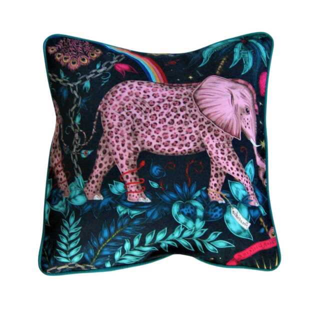 Clarke & Clarke, Elephants Satin Cotton Cushion Cover - image 1