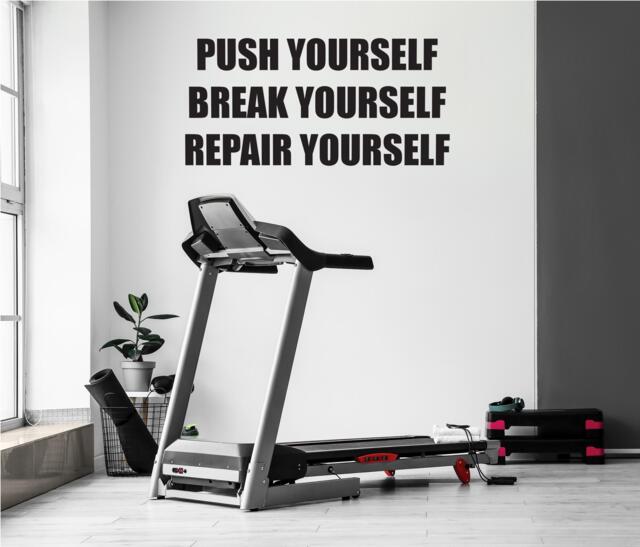 Gym Wall Decal, Fitness Studio Decor, Inspirational Quote. Push Yourself, Break Repair Yourself Vinyl Decal - image 1