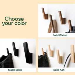 Wooden Coat Hook, Modern Wall Hooks, Entryway Wall Hooks, Towel Hanger, Minimalist Scandinavian Jacket Hooks - thumbnail 3