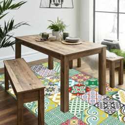 Moroccan Vinyl Floor Mat Decorative PVC Rug, Tile Pattern - thumbnail 2
