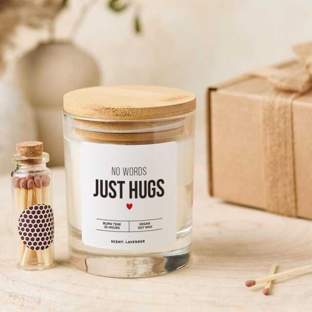 Support Candle Memorial Gift No Words Just Hugs Sending Hug Keepsake Friend Bereavement in Loving Memory Of Mum Dad Grandad Grandma - image 1