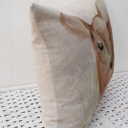 Deer Cushion, Fawn Print On Linen Look Fabric, With Zip Fastening - thumbnail 2