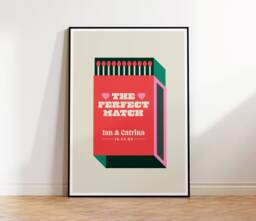 The Perfect Match - Retro Personalised Letter Print Wall Art A5 A4 A3 Unframed Anniversary Gift Couples Custom - thumbnail 1