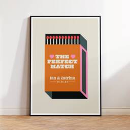 The Perfect Match - Retro Personalised Letter Print Wall Art A5 A4 A3 Unframed Anniversary Gift Couples Custom - thumbnail 2
