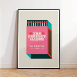 The Perfect Match - Retro Personalised Letter Print Wall Art A5 A4 A3 Unframed Anniversary Gift Couples Custom - thumbnail 3