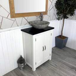 Painted White Bathroom Vanity Unit - Black Quartz Top Marble Basin Choice 310Pbqsbc - thumbnail 3