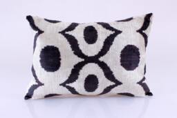 Ikat Velvet Pillow Cover, Handmade Cushion, Decorative Throw Pillow, Boho Cushion Turkish Home Decor - thumbnail 1