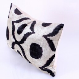 Ikat Velvet Pillow Cover, Handmade Cushion, Decorative Throw Pillow, Boho Cushion Turkish Home Decor - thumbnail 3
