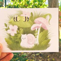 Cute Nature Friends Art Print - Summer Print Poster Kawaii Illustration Deco Home Wall Original Art - A4 A5 A6 - thumbnail 3