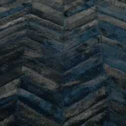 Cowhide Rug Black Chevron Patchwork - Handmade Leather - thumbnail 2