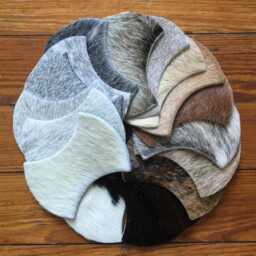 Cowhide Rug Black Chevron Patchwork - Handmade Leather - thumbnail 3