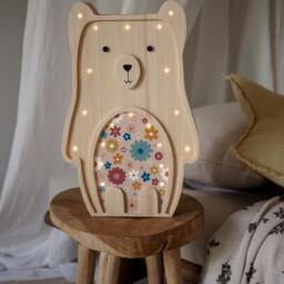 Wooden Teddy Bear Kids Night Light - Nursery Lamp, Birthday Gift, Baby Shower Kids Room Decoration - thumbnail 3