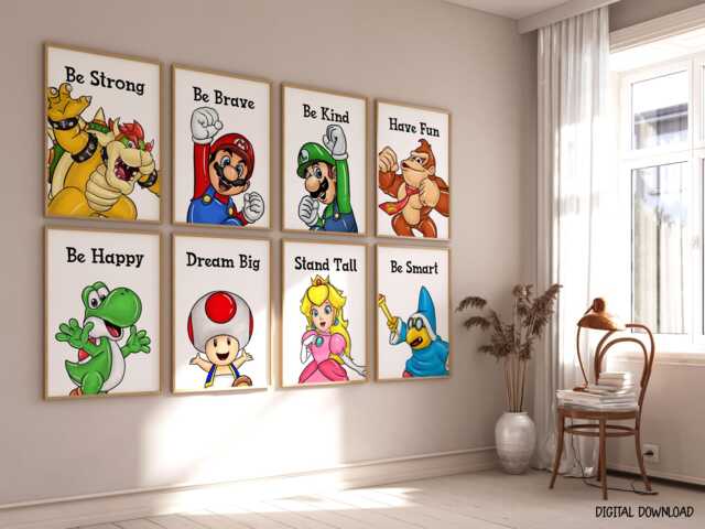 Adventure Game Heroes Affirmation Prints - Set Of 9 Kids Wall Art, Printed Or Framed - image 1