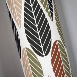 Tall Stylised Leaf Lampshade Green Beige & Black Scandinavian Fabric, Conical Or Cylindrical Shape Handmade By Vivid Shades - thumbnail 3