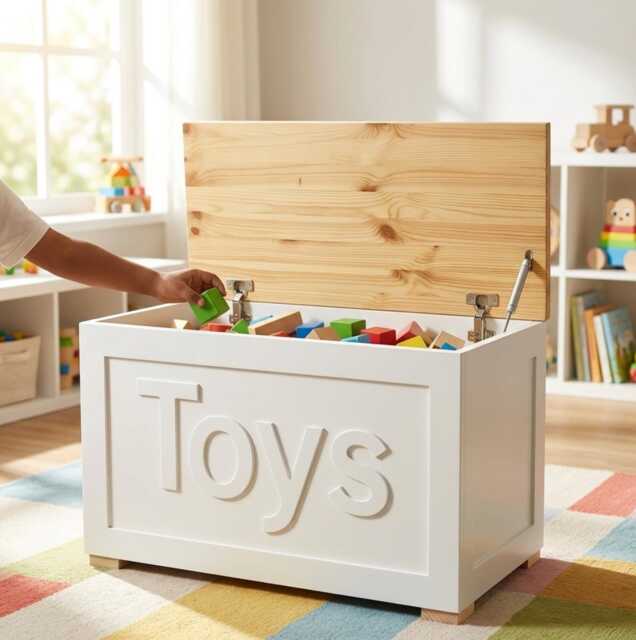 Handmade Wooden Toy Box - Rustic Storage Chest For Kids Wood Nursery Organiser Furniture Keepsake - image 1