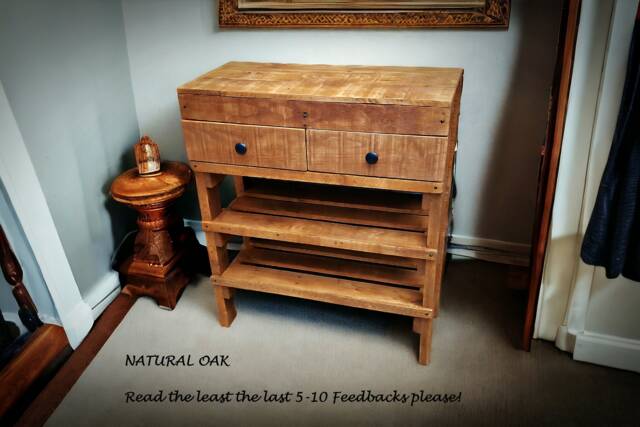 Handmade Rustic Wood Shoe Rack With Drawers Narrow Hallway Table - image 1