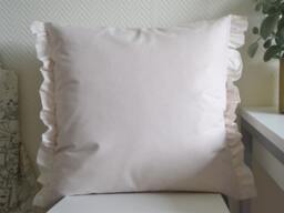 50x50 cm/ 19, 7x19, 7 Inch Pink Flounce Pillow-Cover, Pale Cotton, Gold Dots, For Decorative Pillow - thumbnail 1