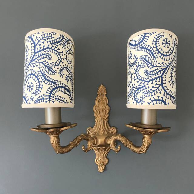 Seaweed Paisley - Handmade, Candle Clip Half Shield Lampshade For Wall Lights - image 1
