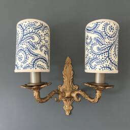Seaweed Paisley - Handmade, Candle Clip Half Shield Lampshade For Wall Lights