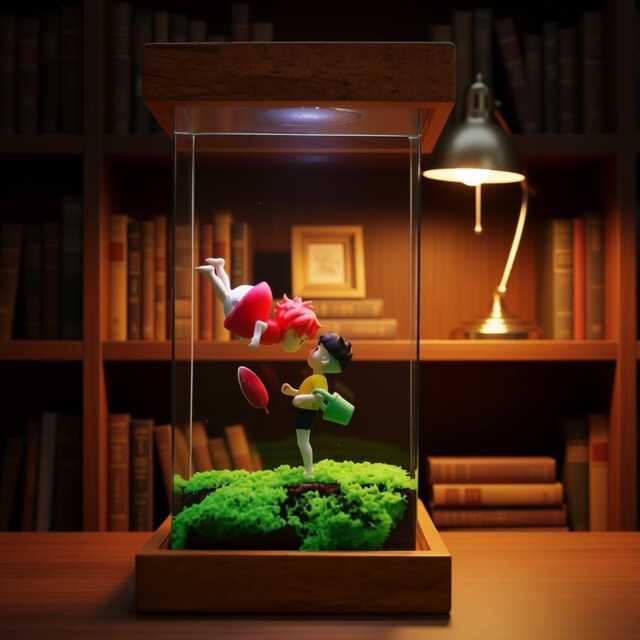 Po/Ny/O Resin Art Lamp, Po.nyo On The Cliff By Sea Gh.i.bli Inspired Figures, Enchanted Floating Couple Scene Gift - image 1