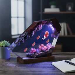 Po/Ny/O Resin Art Lamp, Po.nyo On The Cliff By Sea Gh.i.bli Inspired Figures, Enchanted Floating Couple Scene Gift - thumbnail 2