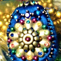 Handmade Royal Blue Beaded Christmas Ornament, Shatterproof Egg - thumbnail 4