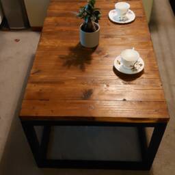 Handmade Reclaimed Wood Coffee Table Dark Oak Sofa Table - thumbnail 3