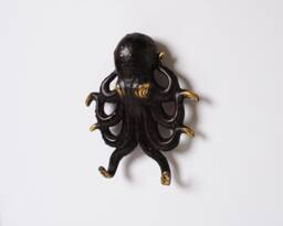 Bronze Octopus Hook, 5.5 Inch Animal Figurine, Wall Art, Unique Miniature, Handmade Statue, Housewarming, Room Decor, Birthday Gift