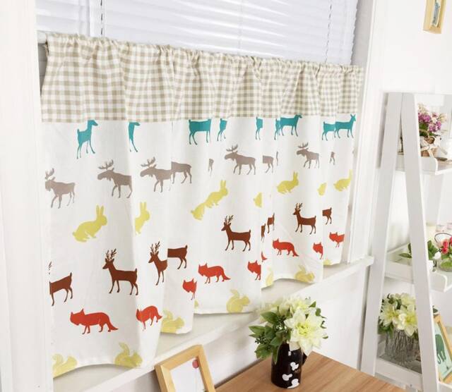 Tab Top Cafe Curtain Window Valance/Kitchen Curtain/Kids Curtain/Child Playroom/Bathroom Shower CurtainReindeer Bunny Animal.gift - image 1