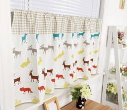 Tab Top Cafe Curtain Window Valance/Kitchen Curtain/Kids Curtain/Child Playroom/Bathroom Shower CurtainReindeer Bunny Animal.gift