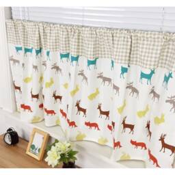 Tab Top Cafe Curtain Window Valance/Kitchen Curtain/Kids Curtain/Child Playroom/Bathroom Shower CurtainReindeer Bunny Animal.gift - thumbnail 2