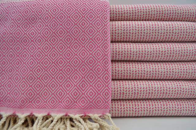 "Turkish Towel, Diamond Towel, Pink Towel, Handmade Towel, 40""x67" - image 1