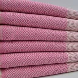 "Turkish Towel, Diamond Towel, Pink Towel, Handmade Towel, 40""x67" - thumbnail 3