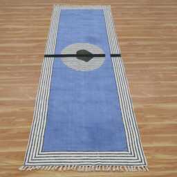 Olive Green Cotton Rug, Block Print Hallway Runner - thumbnail 3