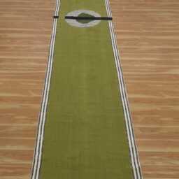 Olive Green Cotton Rug, Block Print Hallway Runner - thumbnail 2